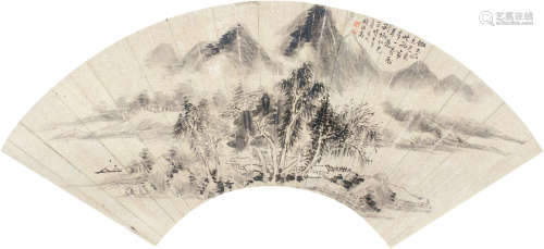 钱维乔（1739～1806） 壬子（1792）年作 溪林幽居 扇面 设色纸本