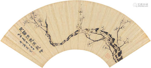 吴云（1811～1883） 乙丑（1865）年作 只留清气满乾坤 扇面 泥金笺