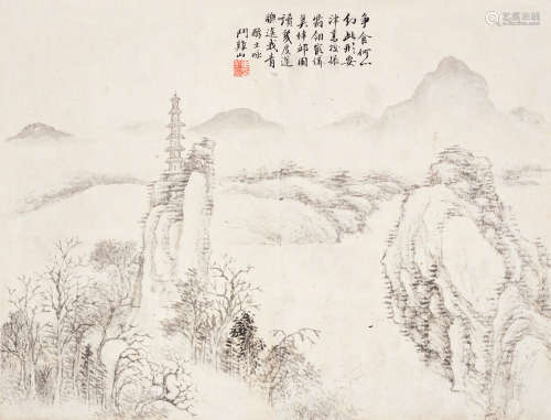戴熙（1801～1860） 山水 镜片 水墨纸本