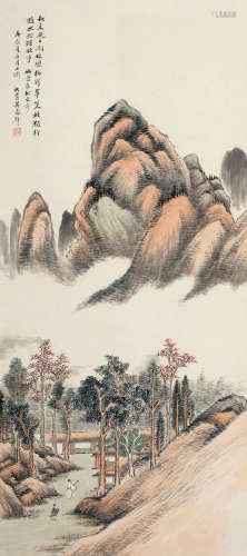 吴穀祥（1848～1903） 庚辰（1880）年作 策杖探幽 镜片 设色纸本