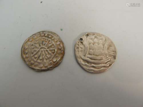 Deux monnaies du royaume de Funan, 400 550. Cambod...