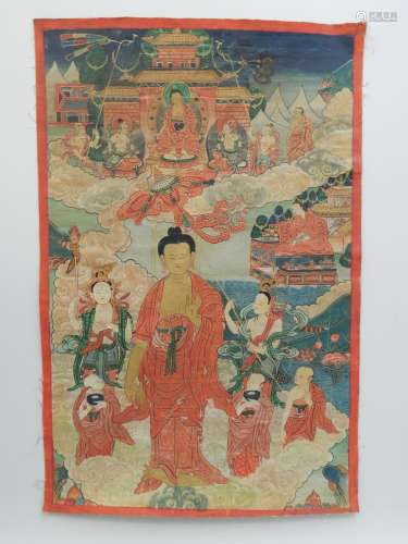 193 BIS Tangka représentant Bouddha debout en posi...
