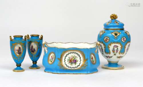 A small group of English porcelains 1st half 19th century, including a Coalport pot pourri vase