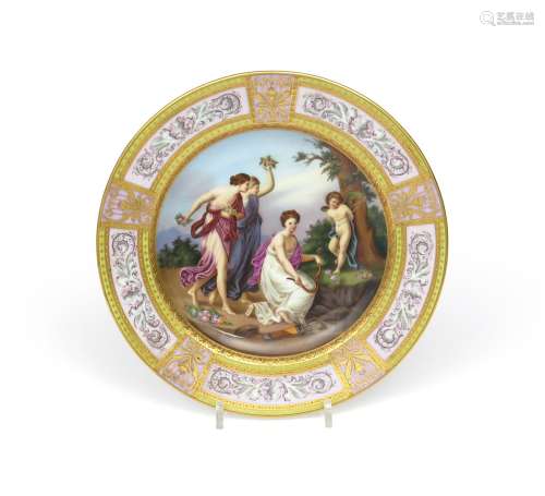 A Vienna cabinet plate dated 1798, later decorated with the Punishment of Cupid after Angelica