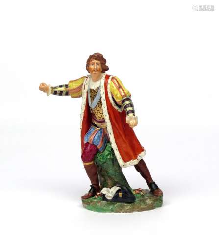 A Derby theatrical figure of Richard III early 19th century, modelled in dramatic pose with