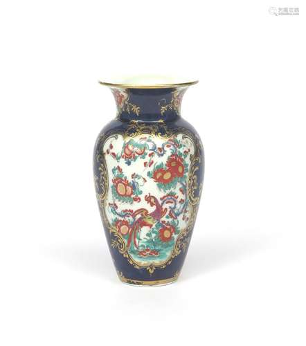 A Worcester vase c.1765, painted in the Rich Kakiemon manner with large panels of long-tailed