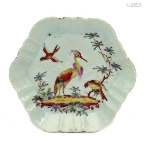 A London-decorated Chinese porcelain teapot stand Qianlong 1736-95, the fluted hexagonal form