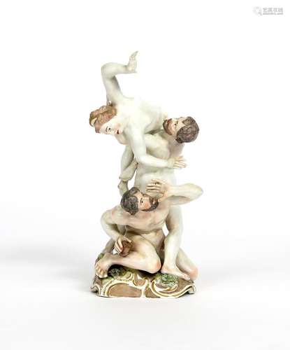 A Frankenthal figure group of the Abduction of a Sabine Woman dated 1777, after Giambologna, the