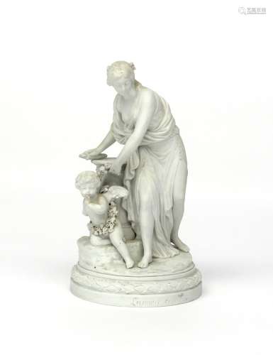 A Sèvres-style biscuit porcelain figure of L'amour Captif de la Jeunesse 19th century, after Simon-