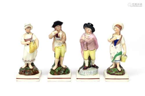 A set of Staffordshire pearlware figures of the Four Seasons c.1810, possibly Enoch Wood, modelled