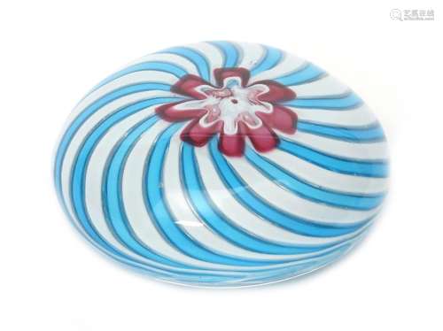 A Clichy swirl paperweight c.1850, set with alternate turquoise and white spiralling canes around