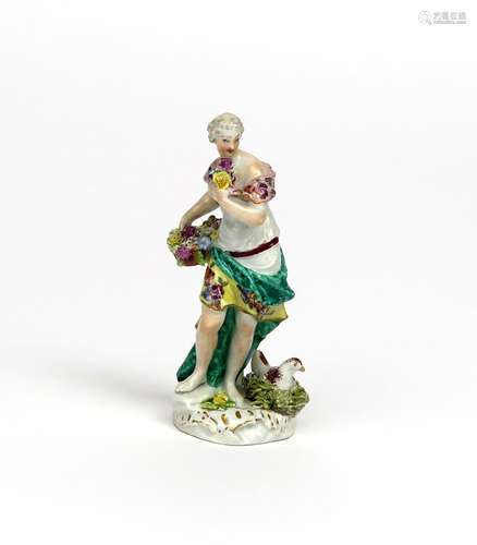 A Meissen figure of Spring c.1760, from a set of the Seasons, modelled by F E Meyer as a Classical