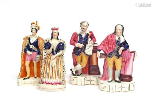 A pair of Staffordshire porcelain figures of Shakespeare and Milton 1st half 19th century, each