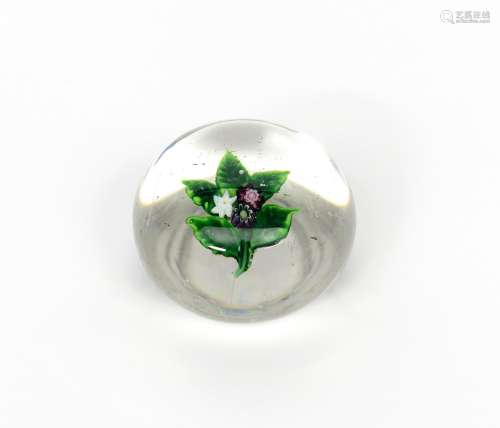 A St Louis miniature bouquet or nosegay paperweight c.1850, set with three multi-coloured floral