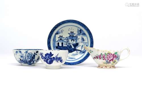 A small group of English porcelains c.1770-80, including a blue and white Richard Chaffers (