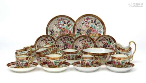 A Barr Flight and Barr part tea service early 19th century, richly decorated in the Imari palette