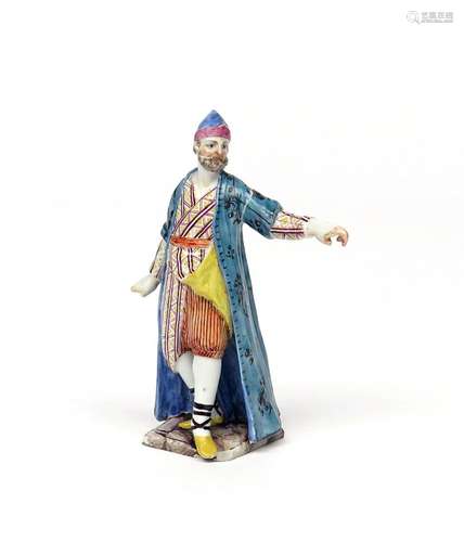 A Doccia figure of an Oriental c.1770, standing in a dancing pose with left hand outstretched,