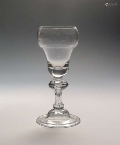 A rare and unusual heavy baluster goblet c.1710, with a double ogee bowl on a baluster stem