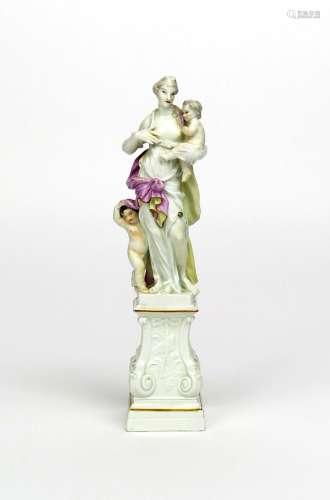 A Meissen allegorical figure of Charity mid 18th century, modelled probably by J F Eberlein as a