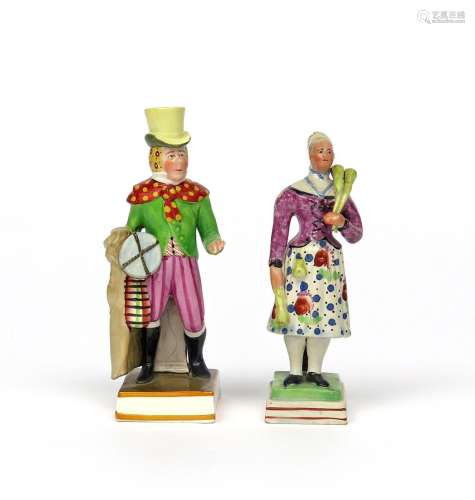Two pearlware theatrical figures c.1810-20, one of John Liston in his role as Lubin Log, the other