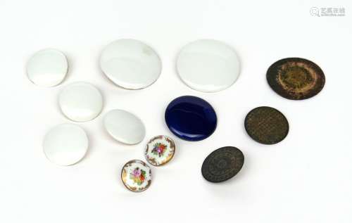 A small collection of buttons 18th/19th century, three pairs of circular porcelain buttons left in