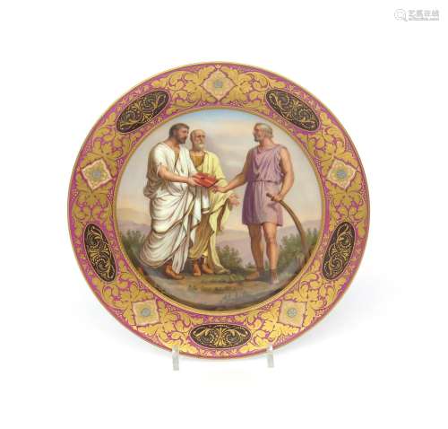 A Vienna cabinet plate dated 1798, probably later decorated with the calling of Cincinnatus from the