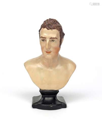 A Wood and Calderwell pearlware bust of the Duke of Wellington c.1815, modelled in Classical style