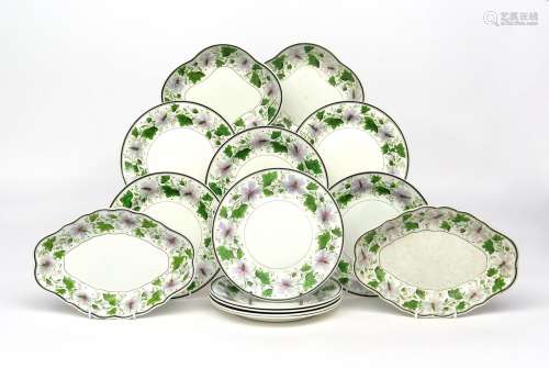 A Wedgwood pearlware part dessert service c.1800, painted in pattern 972 with continuous floral