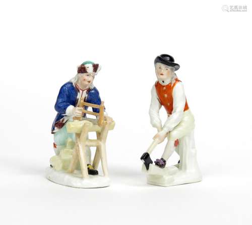 Two Meissen figures of woodcutters mid 18th century, modelled by J J Kändler after engravings by