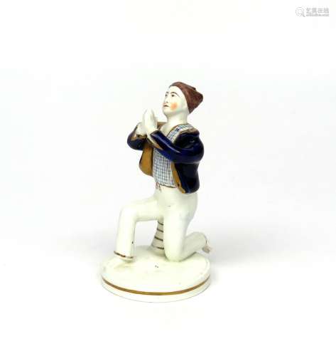 A Staffordshire porcelain theatrical figure of Madame Vestris 19th century, in her role as Paul in