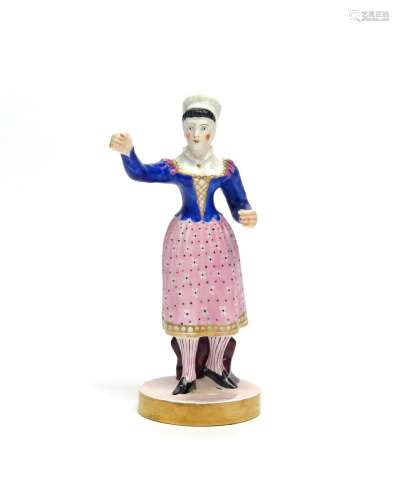 A Chamberlain Worcester figure of Madame Vestris c.1825, modelled in her role as the Broom Girl, her