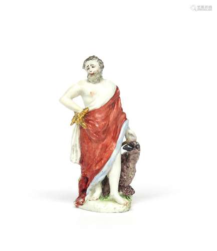 A rare Bow figure of Jupiter c.1752-54, by the Muses Modeller, standing beside a large eagle,