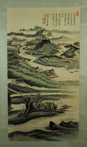 Chinese Scrolled Hand Painting Signed by Zhang Da