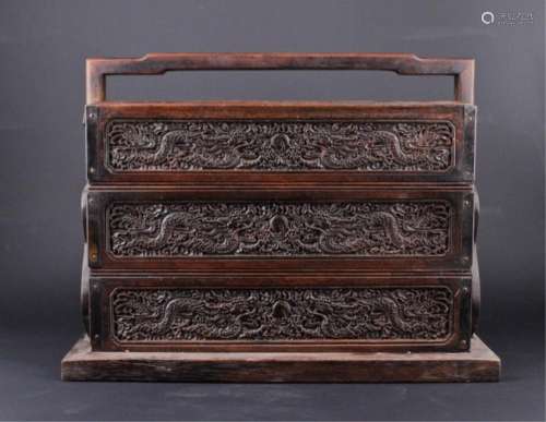 Chinese Qing Three-Layer Wooden Box