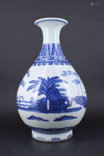 Chinese Qing Porcelain Blue&White Floral Vase