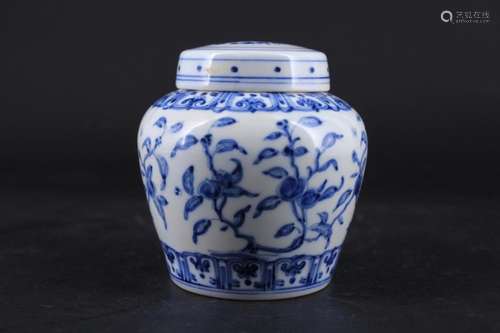 Chinese Ming Porcelain Blue&White Jar with Lid