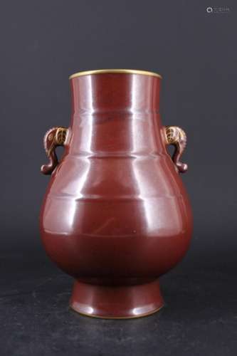 Chinese Qing Porcelain Red Glaze Vase