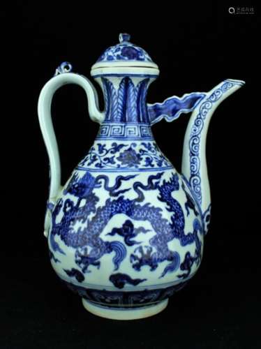 Large Chinese Ming Porcelain Blue&White TeaPot