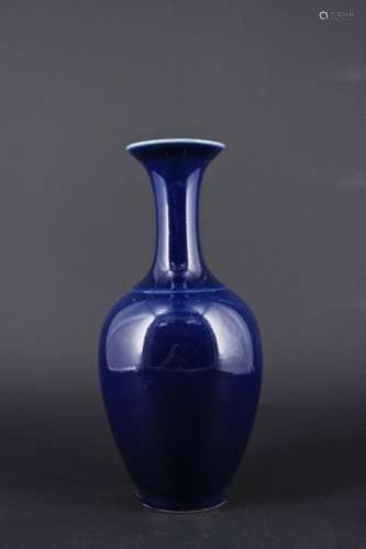 Chinese Qing Porcelain Blue Glaze Vase