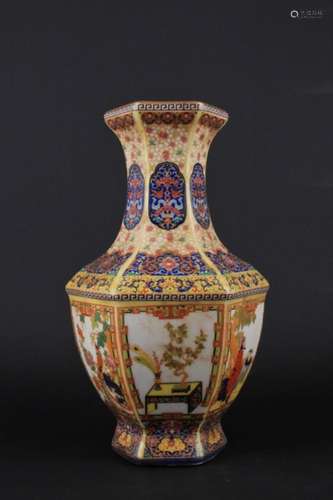 Chinese Qing Enamel Painted Porcelain Vase