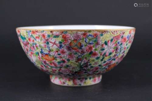 Chinese Qing Porcelain Hundred-Flower Bowl