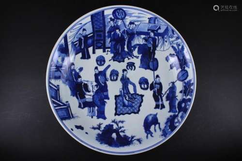Large Chinese Qing Porcelain Blue&White Plate