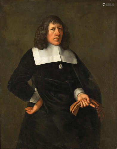 Portrait of a gentleman, three-quarter length, in black costume Circle of Jan Jansz. Westerbaen the Elder(The Hague circa 1600-1686)