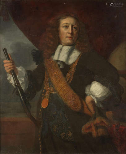 Portrait of Captain Willem van der Zaan (1621–1669), three-quarter-length,  three-quarter length, in an embroidered coat and a gold chain and medal After Bartholomeus van der Helst17th Century