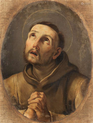 Saint Francis of Assisi in prayer unframed Circle of Guido Reni(Calvenzano 1575-1642 Bologna)