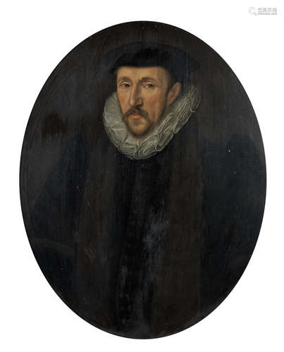 Portrait of a gentleman, traditionally identified as Sir Nicholas Bacon (1510-1579), half-length, in a fur-trimmed coat Follower of Adriaen Thomasz. Key(Antwerp circa 1544-circa 1589)