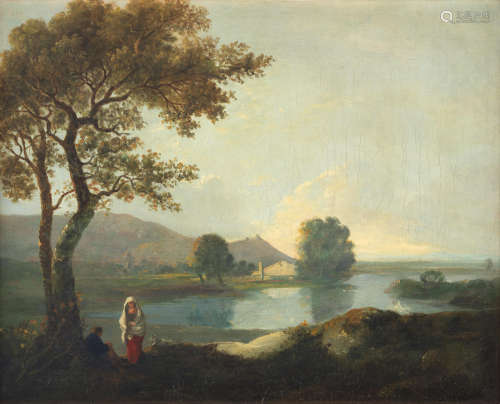 An Italianate landscape with figures by a lake Circle of Richard Wilson(Penegoes 1713-1782 Colomendy, Clwyd)