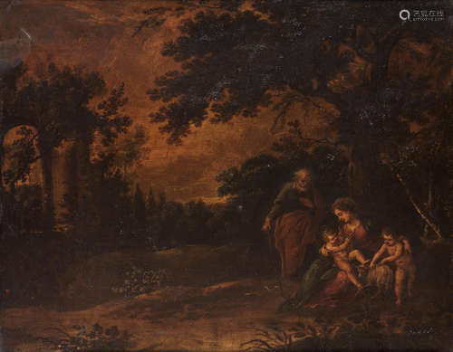 The Holy Family with the Infant Saint John the Baptist Antwerp School17th Century