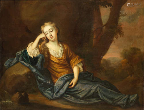 Portrait of Anabella Lady Howard, full-length, reclining in a landscape After Sir Godfrey Kneller18th Century