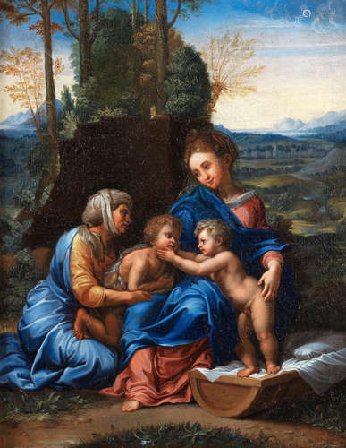 The Madonna and Child with Saint Elizabeth and the Infant Saint John the Baptist After Raffaello Sanzio, called Raphael17th Century